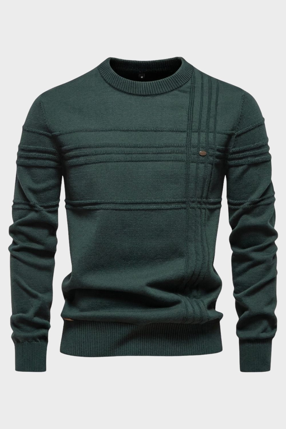 Herren Strickpullover | Gerippter Rundhals — Green