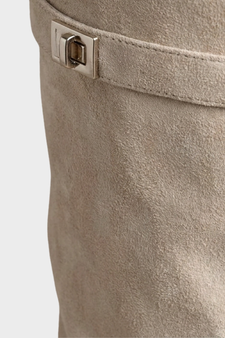 Damen Slouch-Stiefel | Spitze Zehenpartie & Niedriger Absatz