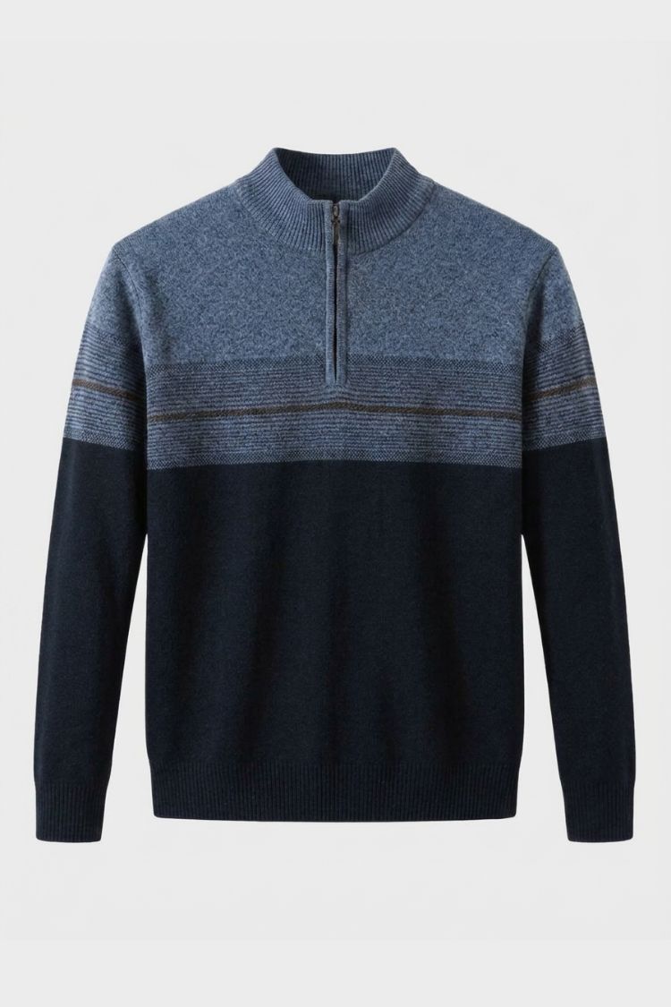 Herren Troyer-Pullover mit Stehkragen und Farbblock-Design