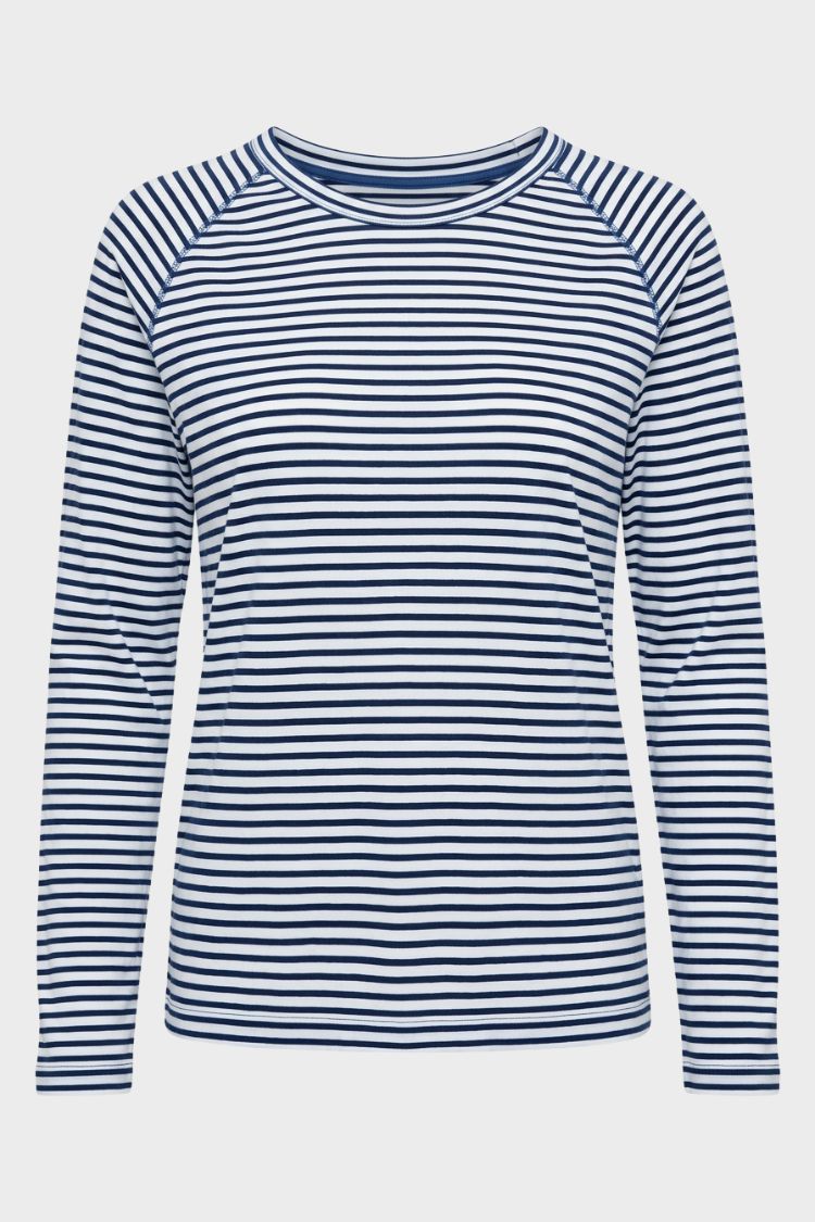 Damen Streifenshirt mit Rundhalsausschnitt und langen Raglanärmeln – 9