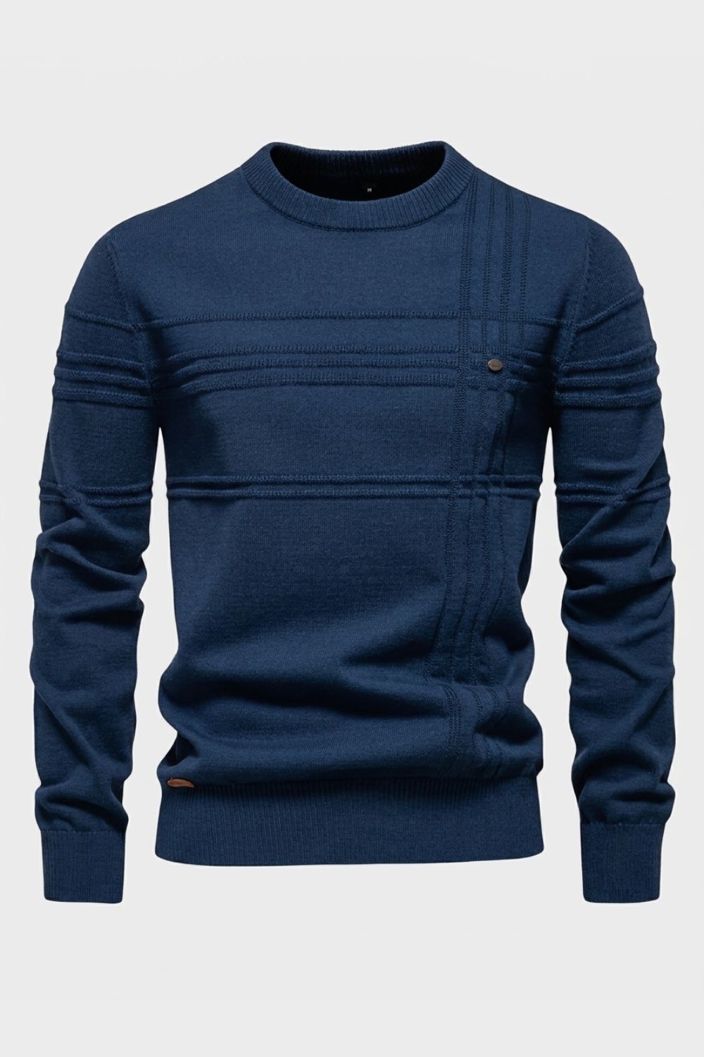 Herren Strickpullover | Gerippter Rundhals — Blue