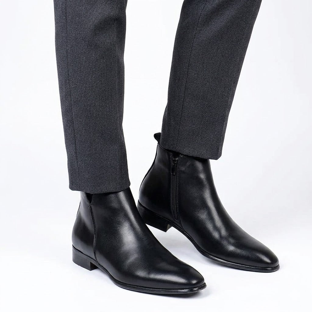 Herren Chelsea Boots mit seitlichem Reissverschluss und schmaler Zehenpartie