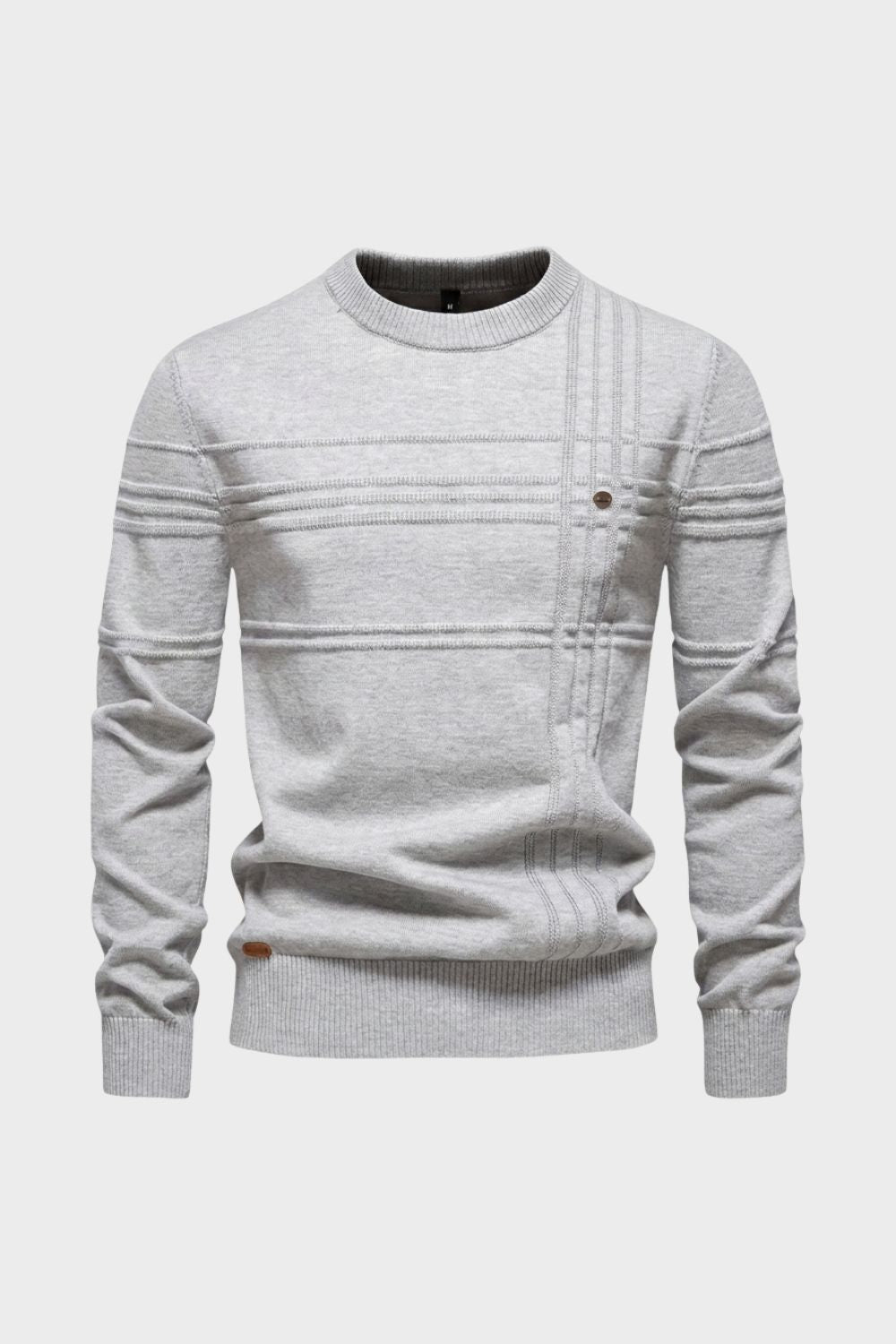 Herren Strickpullover | Gerippter Rundhals — White