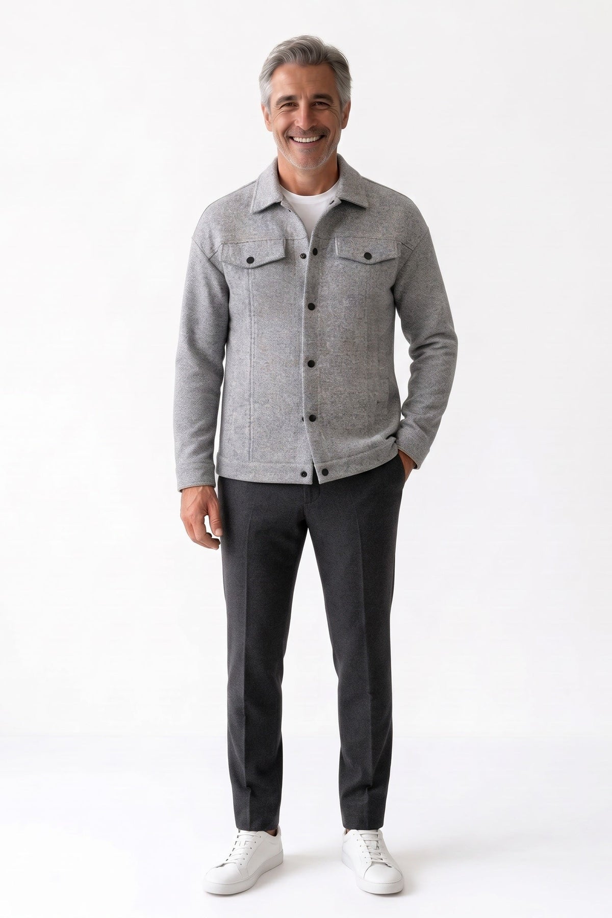 Herren Trucker-Jacke mit Kentkragen und Brusttaschen – 3