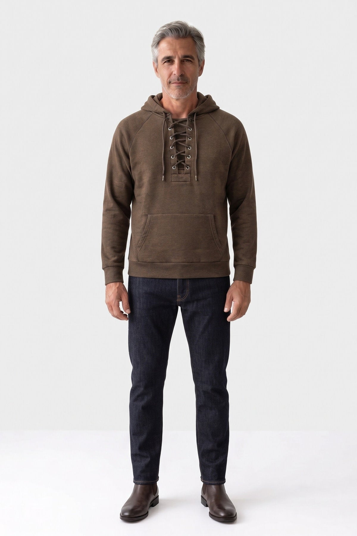 Herren Hoodie mit Kapuze, Kordelzug und Känguru-Tasche – 2