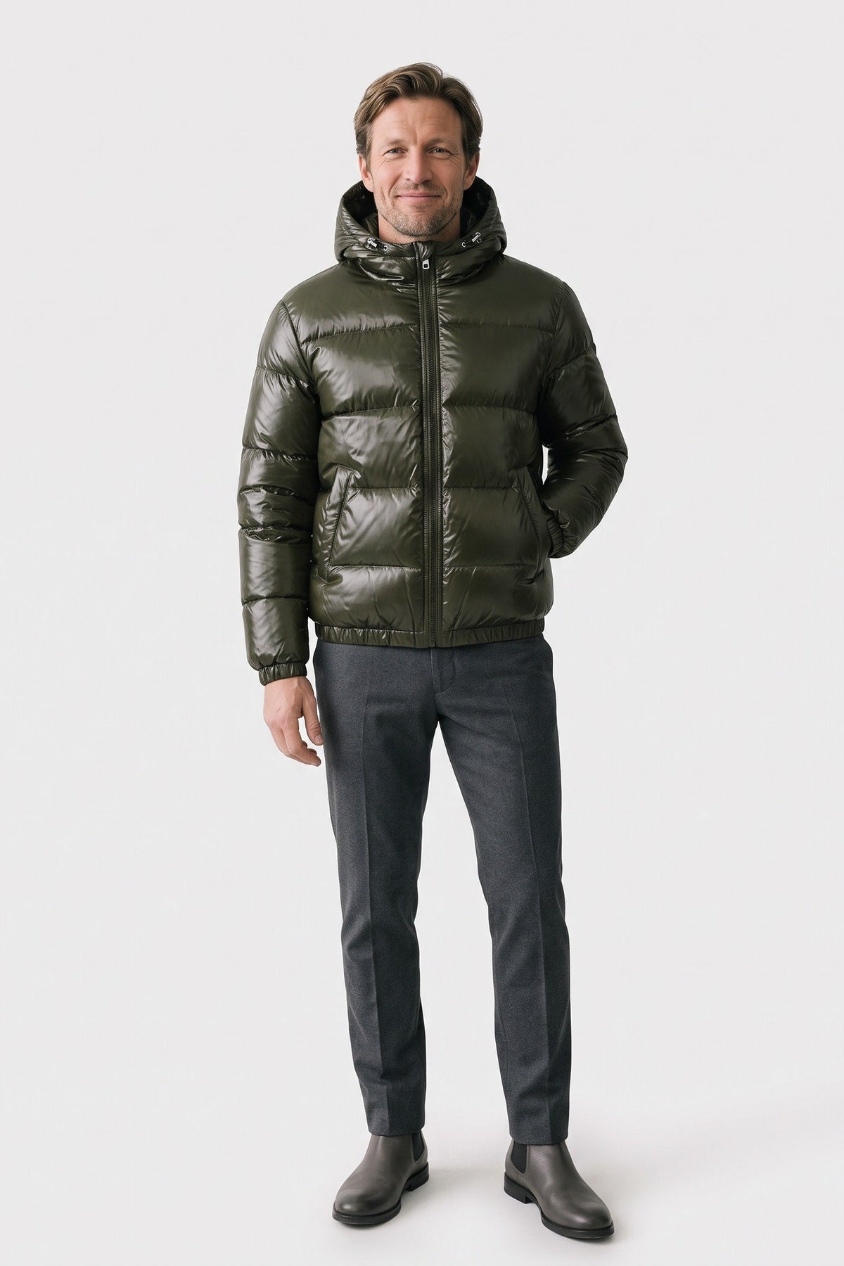 Herren Steppjacke mit Kapuze und durchgehendem Reissverschluss – 6