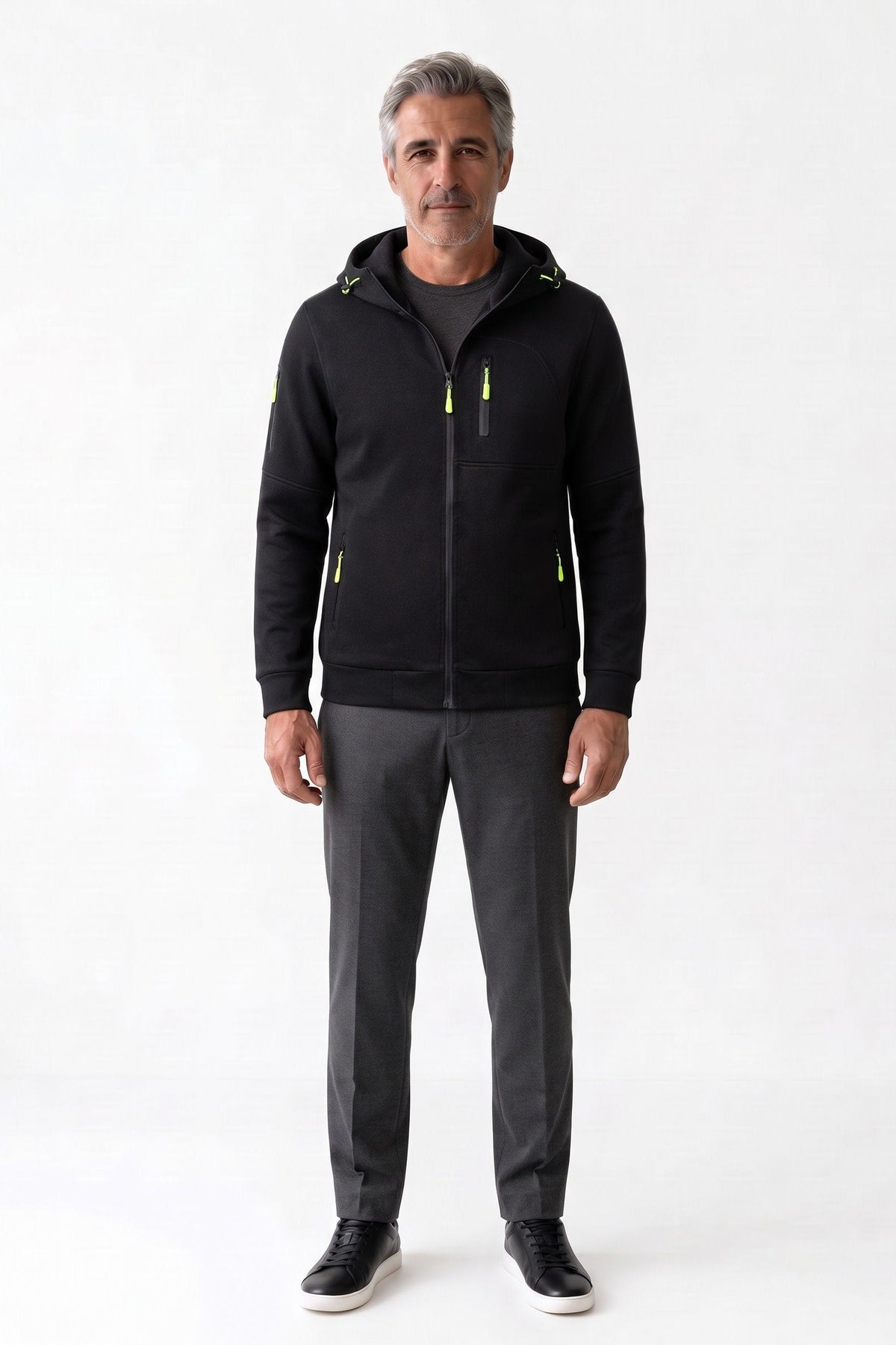 Herren Kapuzenjacke mit Kordelzug-Kapuze und Reißverschlusstaschen – 3