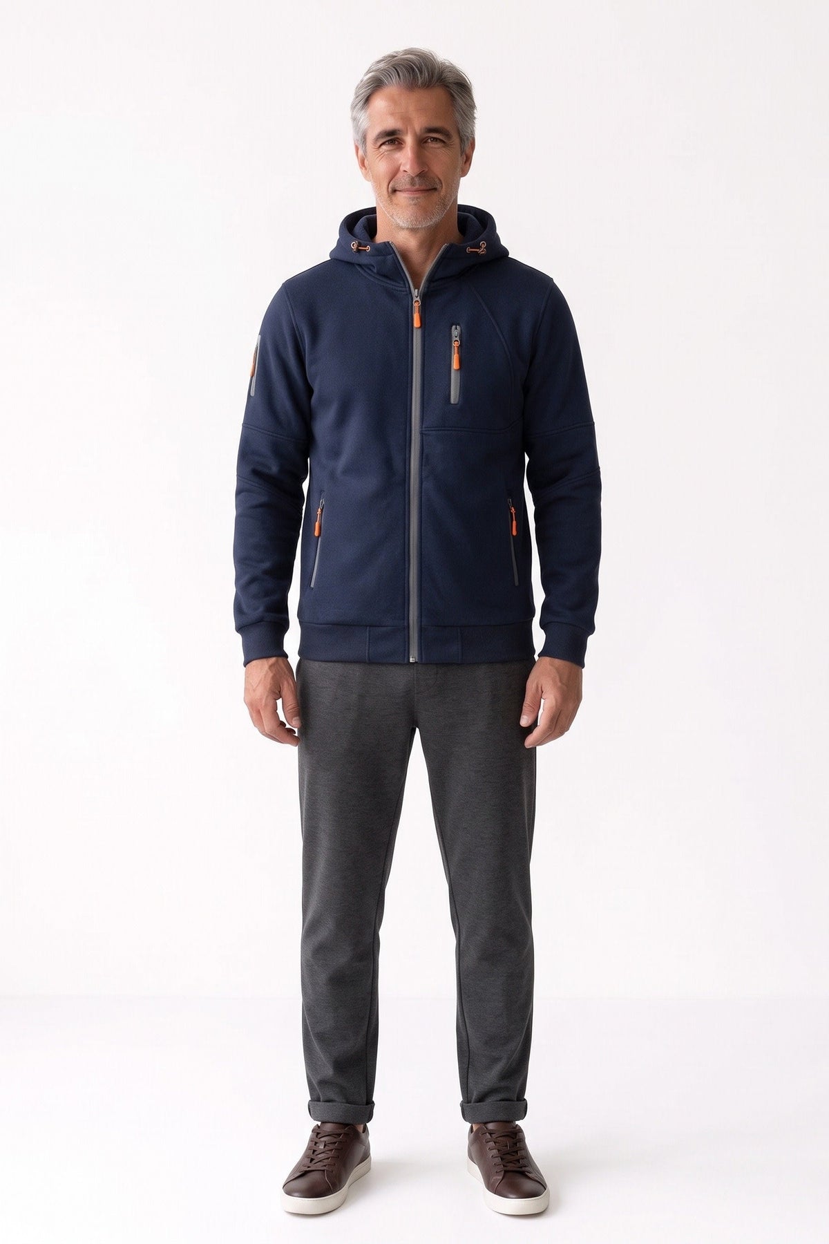 Herren Kapuzenjacke mit Kordelzug-Kapuze und Reißverschlusstaschen – 10