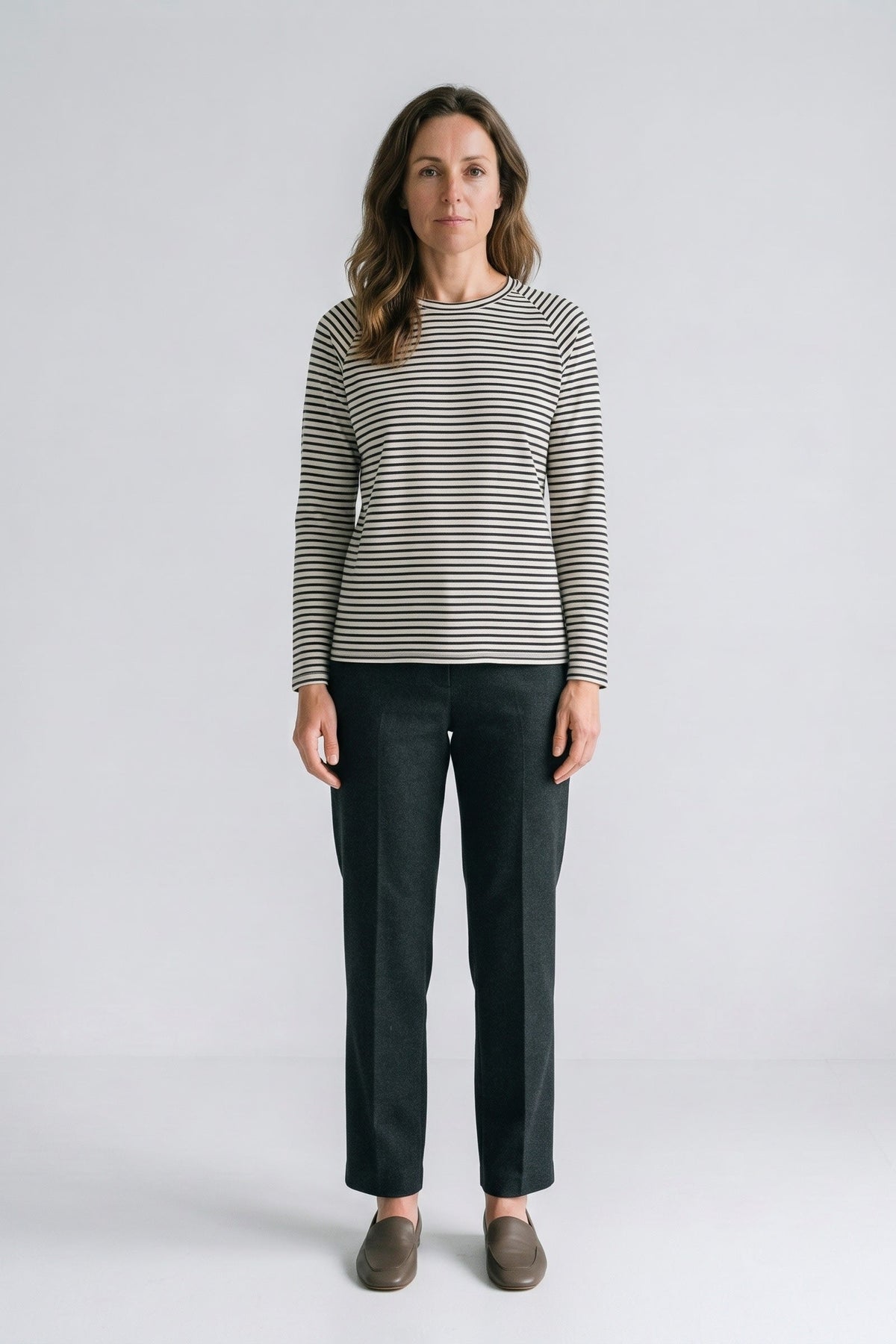 Damen Streifenshirt mit Rundhalsausschnitt und langen Raglanärmeln – 3