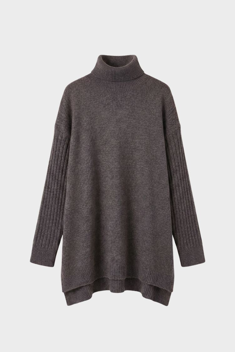 Damen Rollkragenpullover mit High-Low-Saum und Rippbündchen – 9