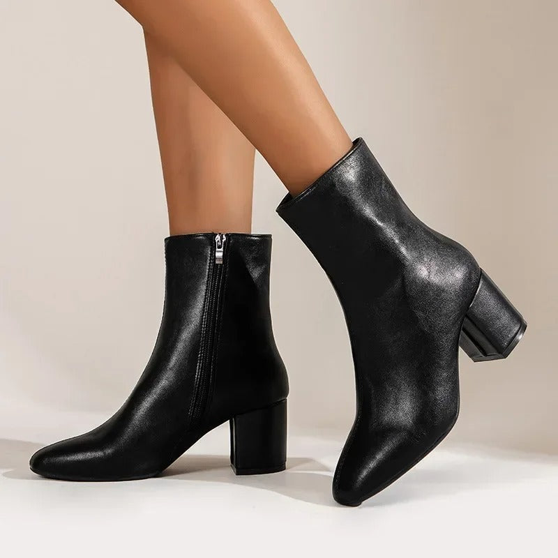 Damen Stiefelette mit quadratischer Zehenpartie und seitlichem Reißverschluss – 11
