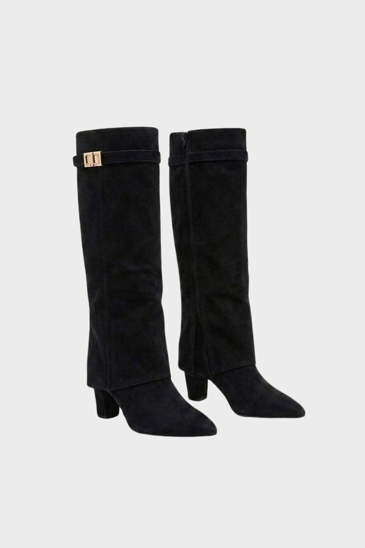 Damen Kniehohe Stiefel | Wickel-Schaft