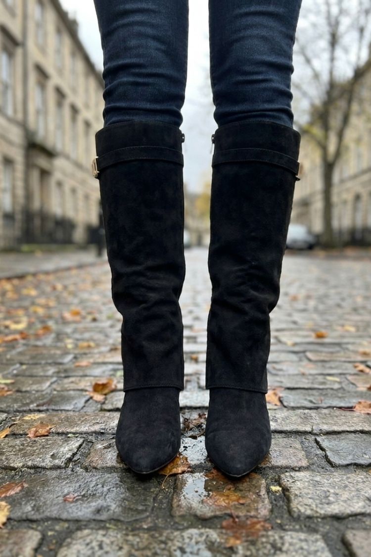 Damen Kniehohe Stiefel | Wickel-Schaft