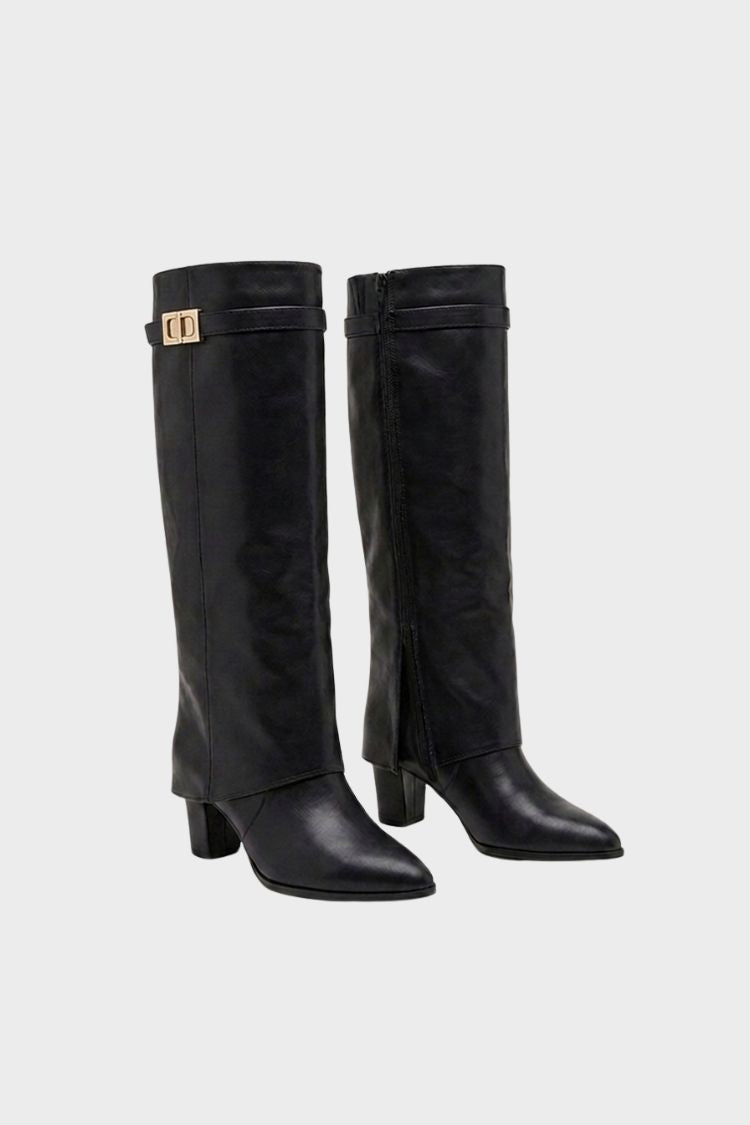 Damen Kniehohe Stiefel | Wickel-Schaft