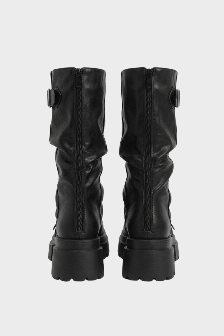 Damen Wadenhohe Boots | Schnallendetails & Profilsohle