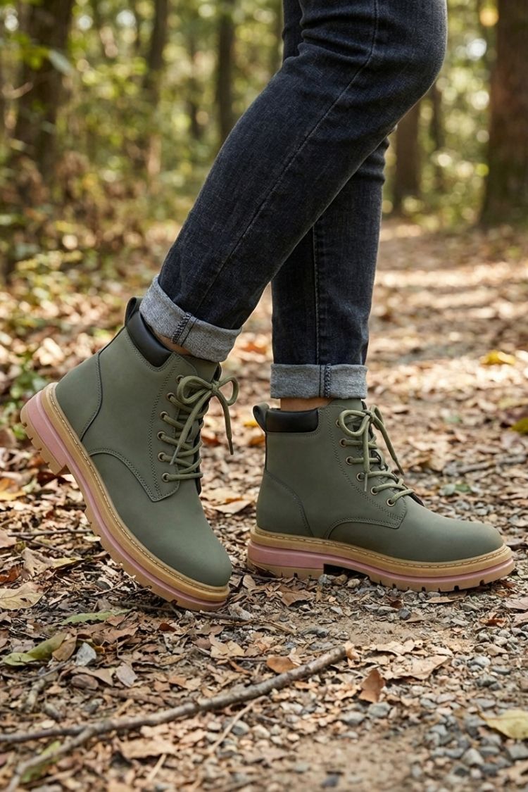 Unisex Schnürstiefel mit Plateausohle und Kontrastnähten – 8