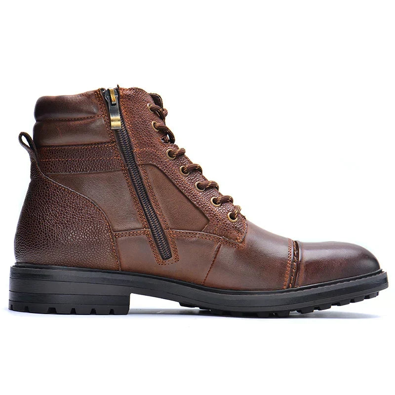 Herren Schnürstiefel mit seitlichem Reissverschluss und profilierter Laufsohle