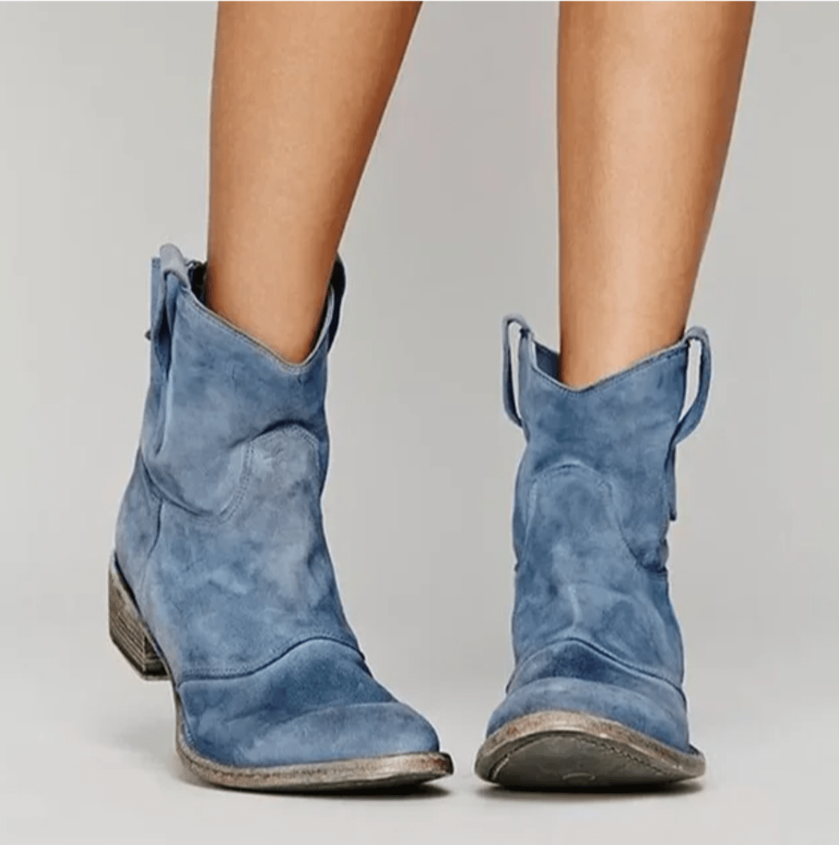 Damen Stiefelette im Westernstil mit spitzer Schuhspitze und Blockabsatz