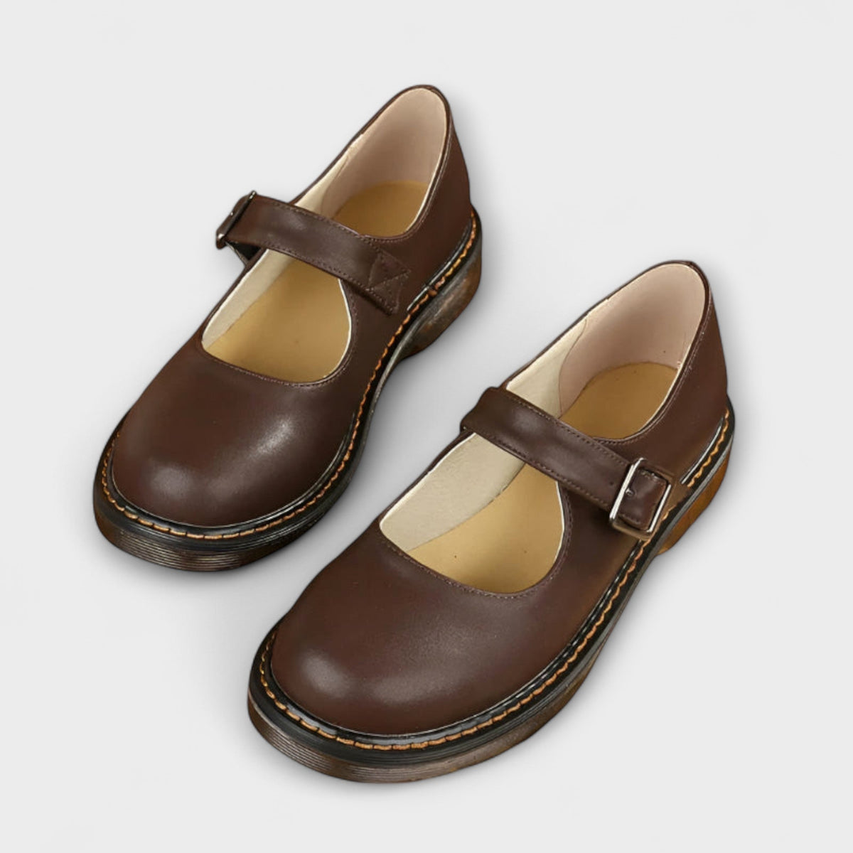 Damen Mary-Jane-Schuhe mit Riemen, Schnalle und runder Zehenpartie – 4