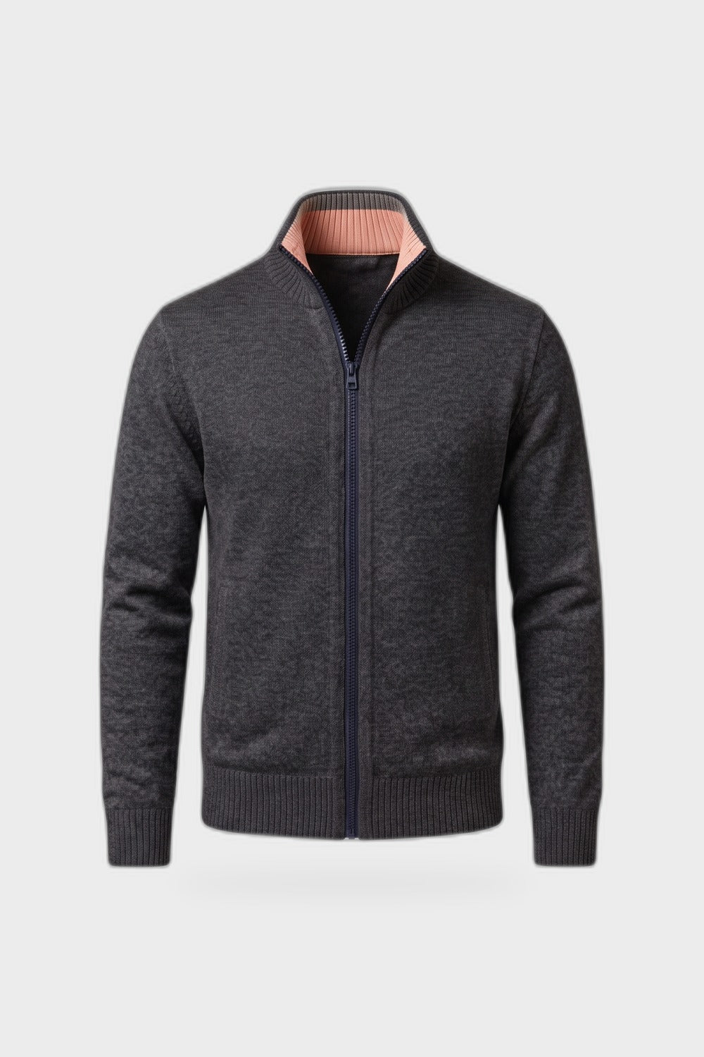 Herren Strickjacke | Stehkragen — Anthrazit — Produktansicht