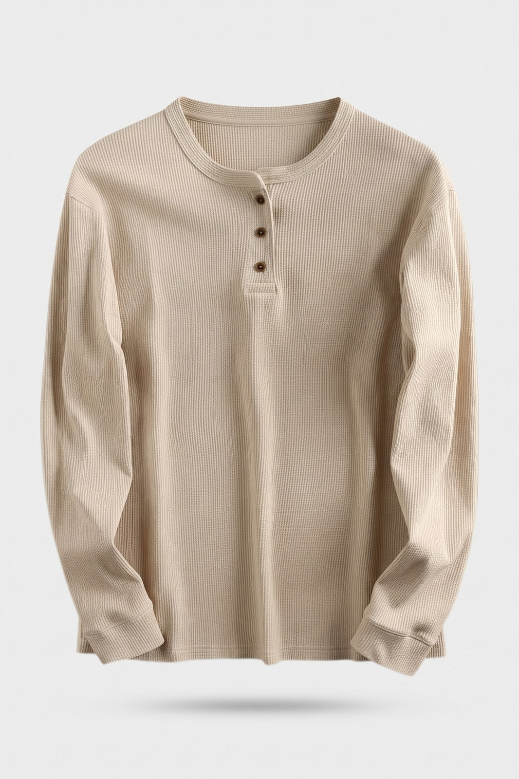 Herren Henley-Shirt | Knopfleiste — Beige — Packshot