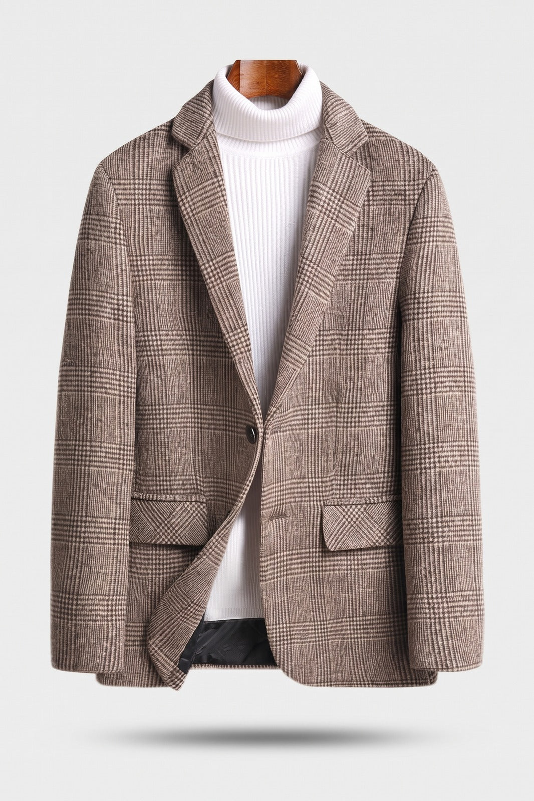 Herren Karo Sakko | Klassisch Geschnitten — Beige — Packshot