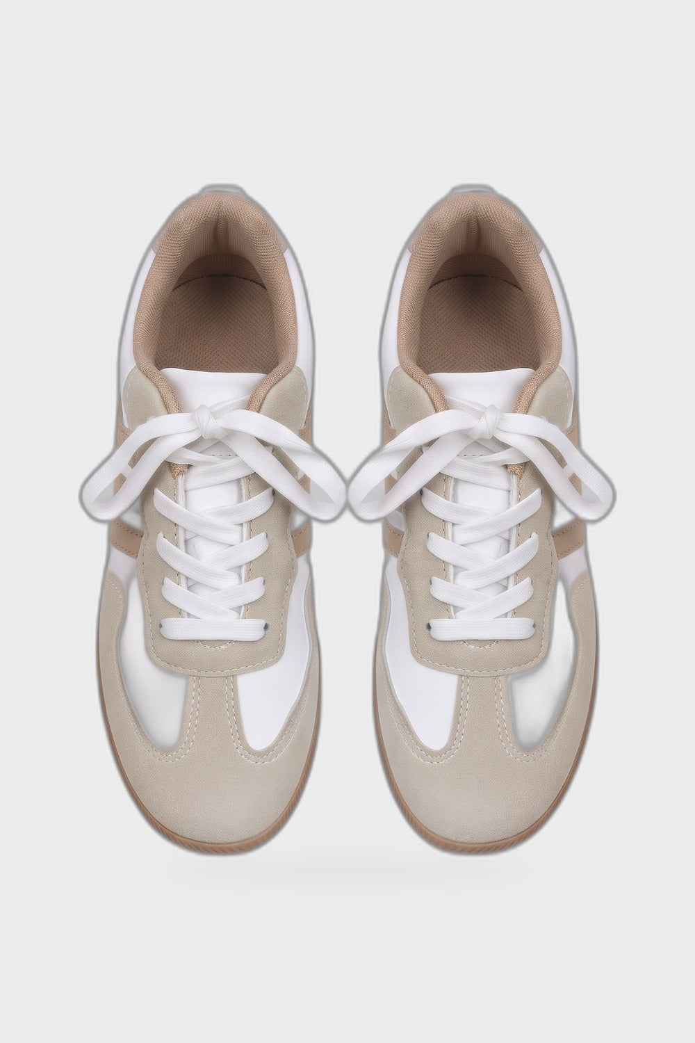 Damen Retro Sneaker | Kontrastsohle — Beige — Produktansicht