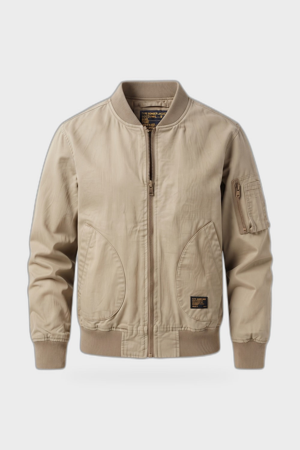 Herren Bomberjacke mit Stehkragen | Casual — Beige — Produktansicht