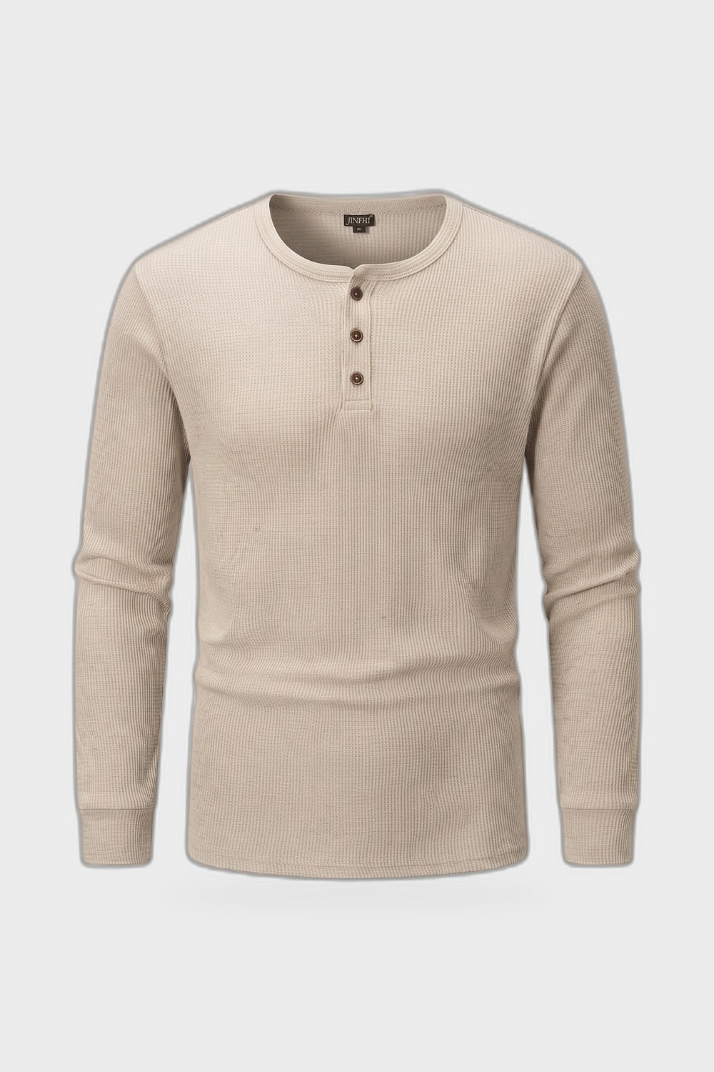 Herren Henley-Shirt | Knopfleiste — Beige — Produktansicht