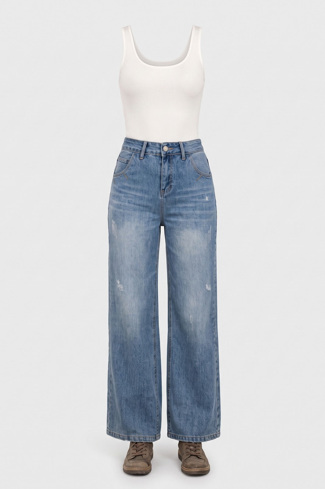 Damen Weite Jeans | High-Waist — Blau — Packshot