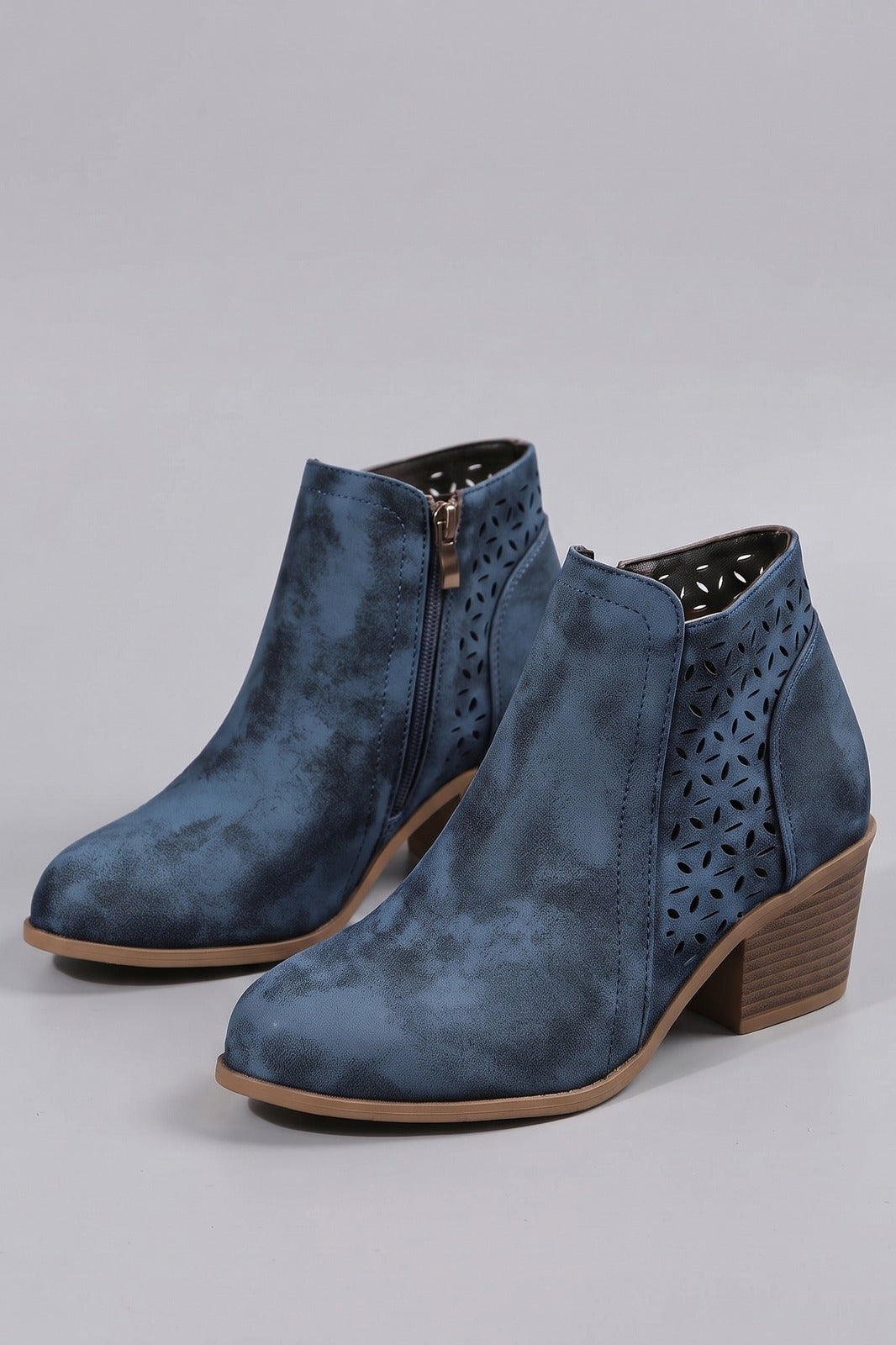 Damen Ankle Boots | Reissverschluss — Blau — shoe_main — am Modell