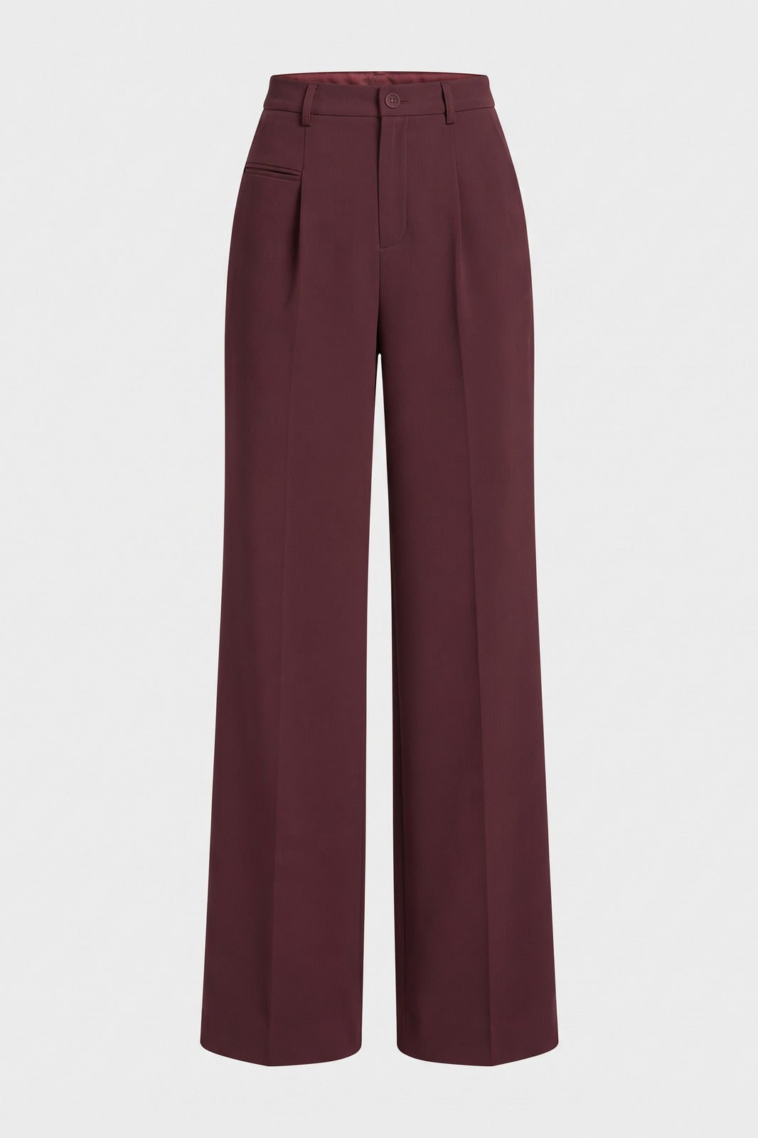 Damen Lockere Palazzohose | Bundfalten — Bordeaux — Packshot
