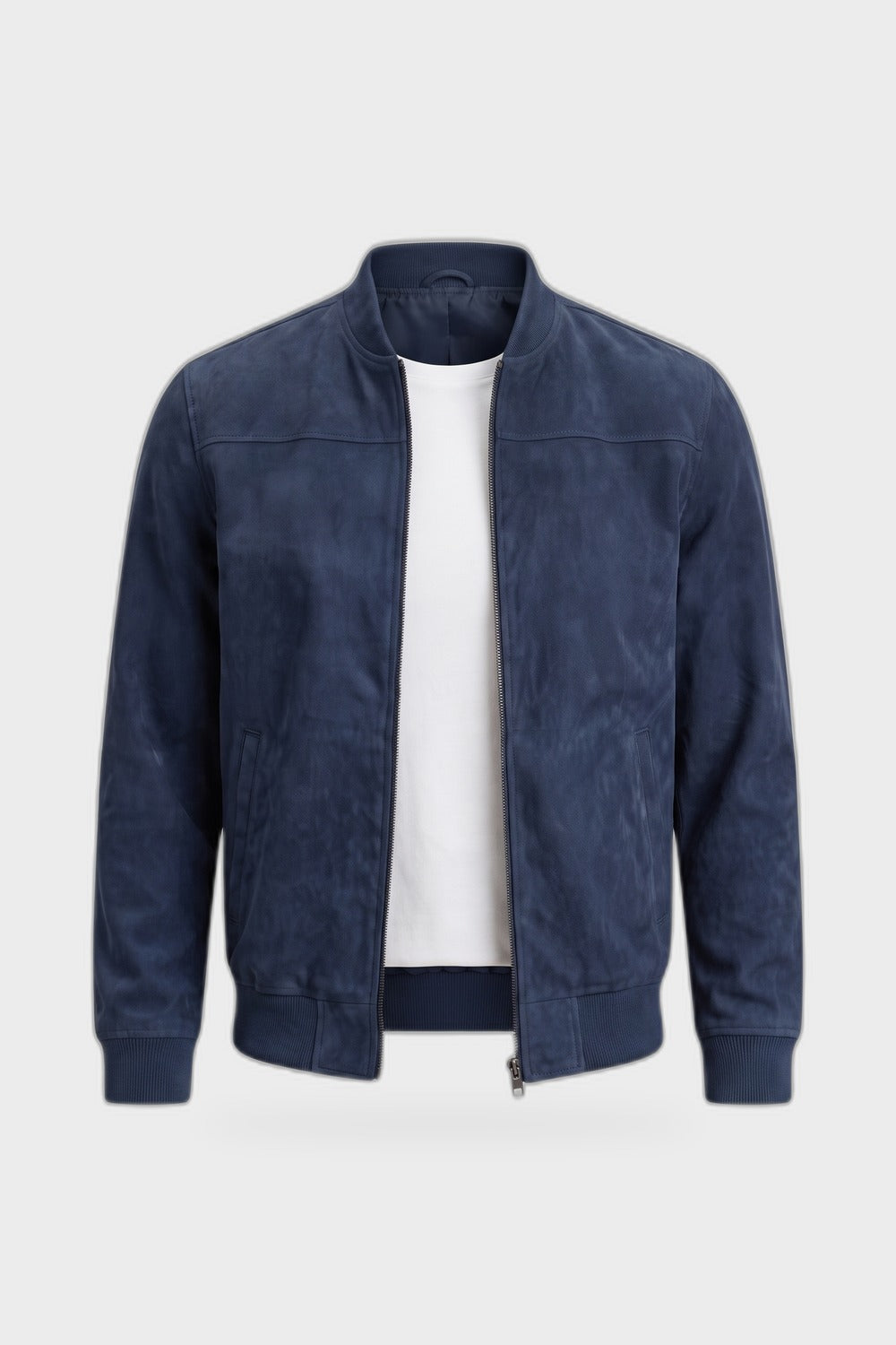 Herren Bomberjacke | Stehkragen — Dunkelblau — Produktansicht