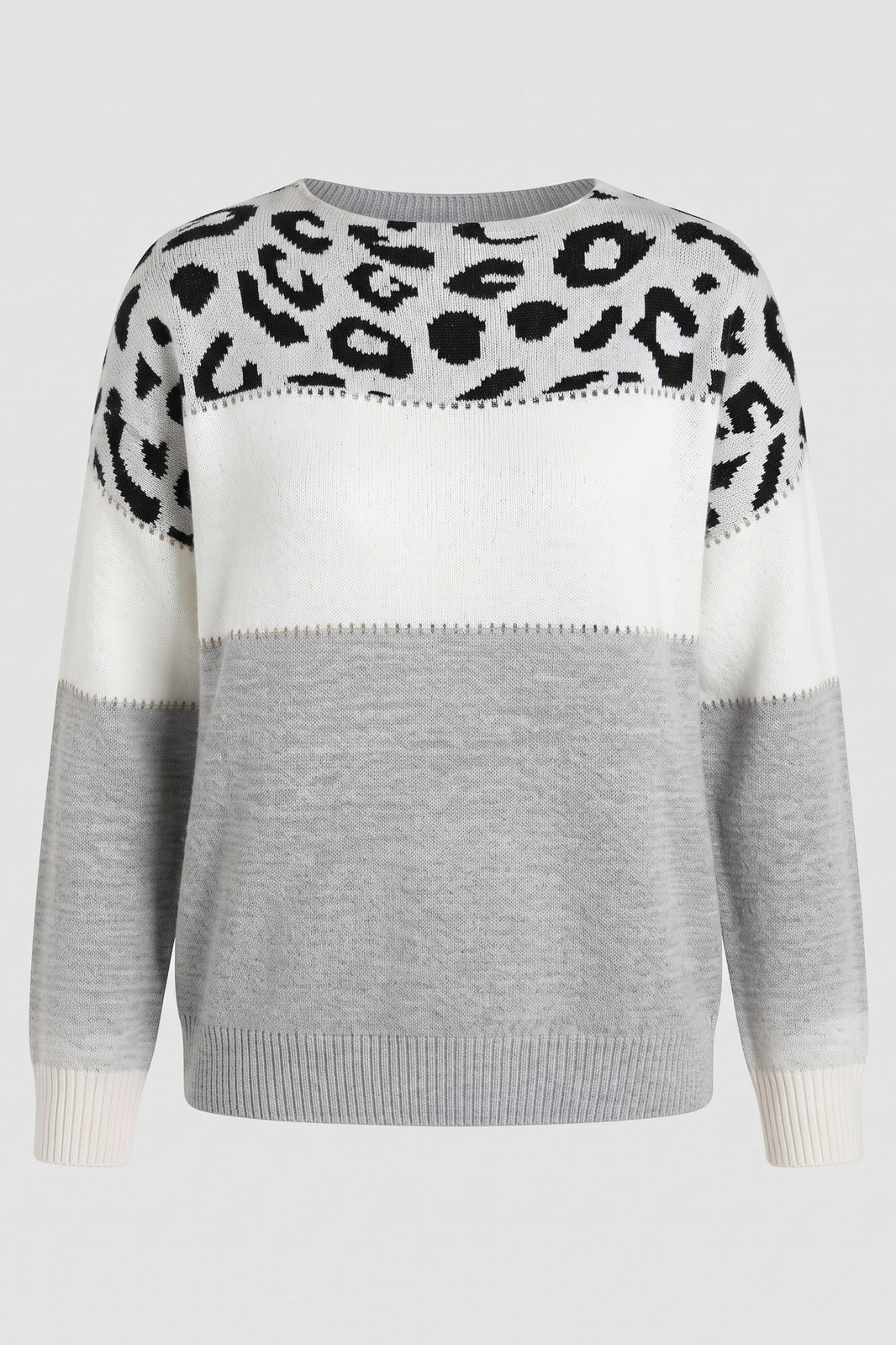 Damen Strickpullover | Farbblock-Design — Grau — Packshot