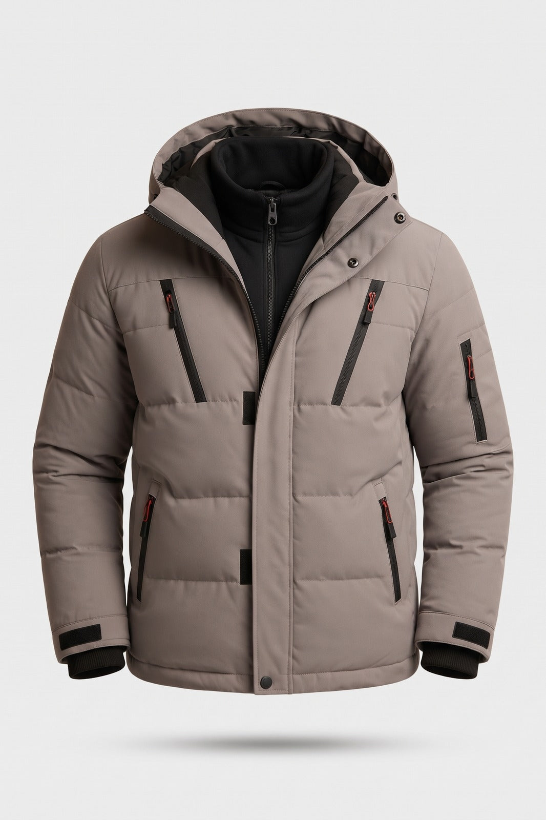 Herren Steppjacke mit Kapuze | Stehkragen — Grau — Packshot