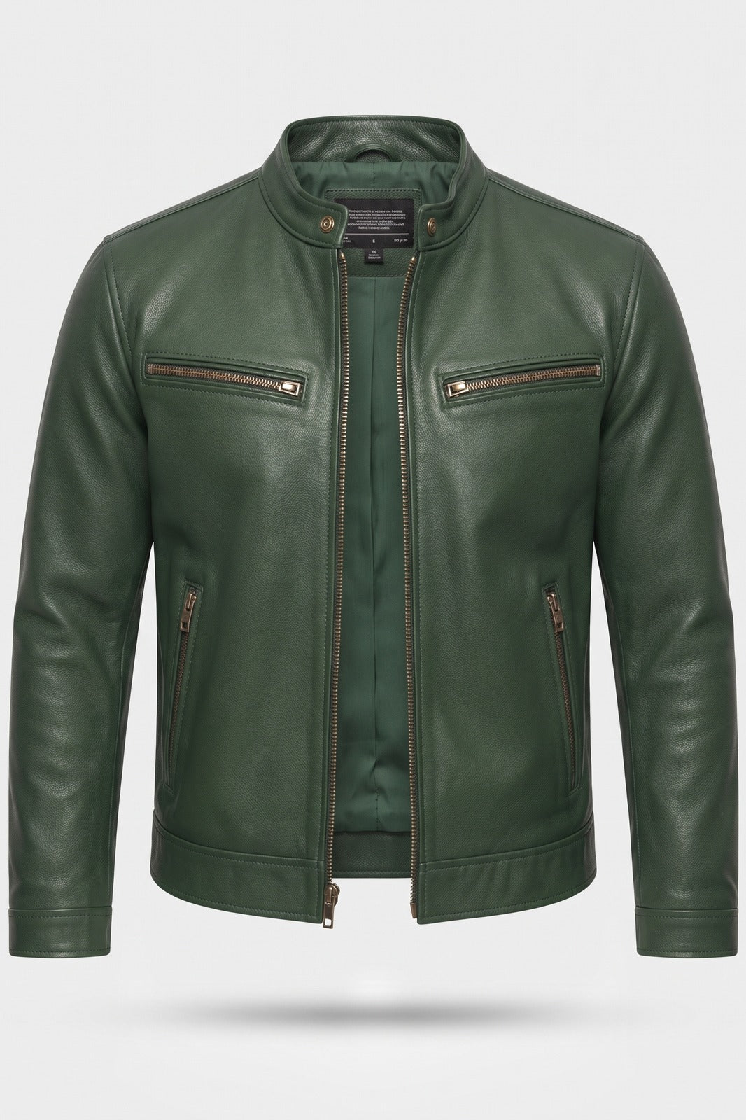 Herren Bikerjacke | Stehkragen — Grün — Packshot