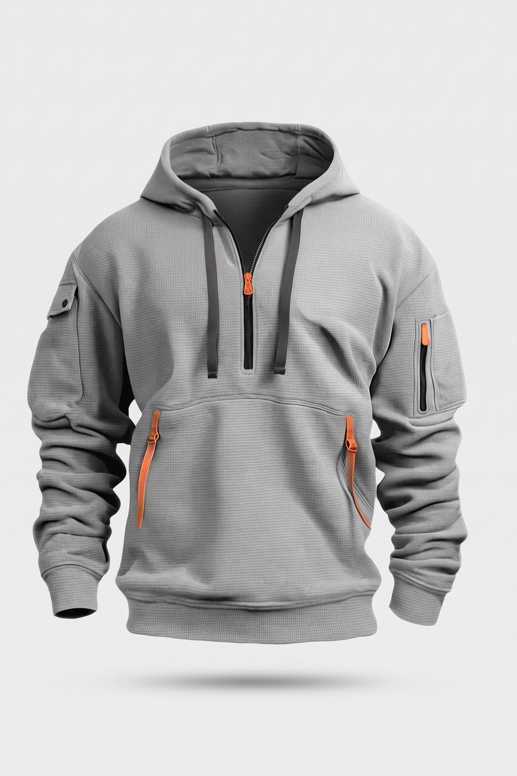Herren Kapuzenhoodie | Taschen — Hellgrau — Packshot