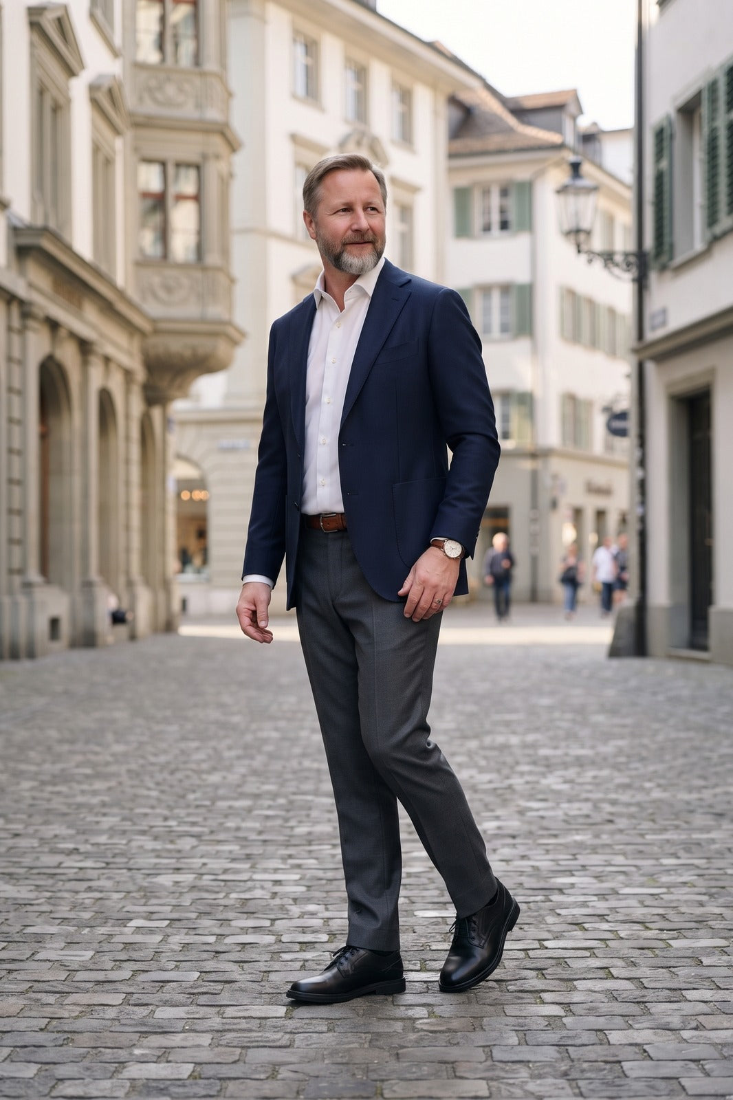 Herren Derbies mit Plateausohle | Rund — Schwarz — lifestyle — am Modell