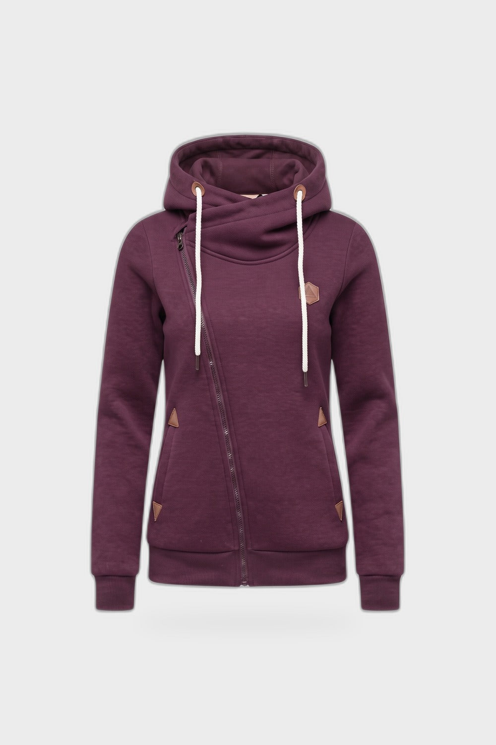 Damen Kapuzenjacke | Asymmetrischer Zip — Lila — Produktansicht