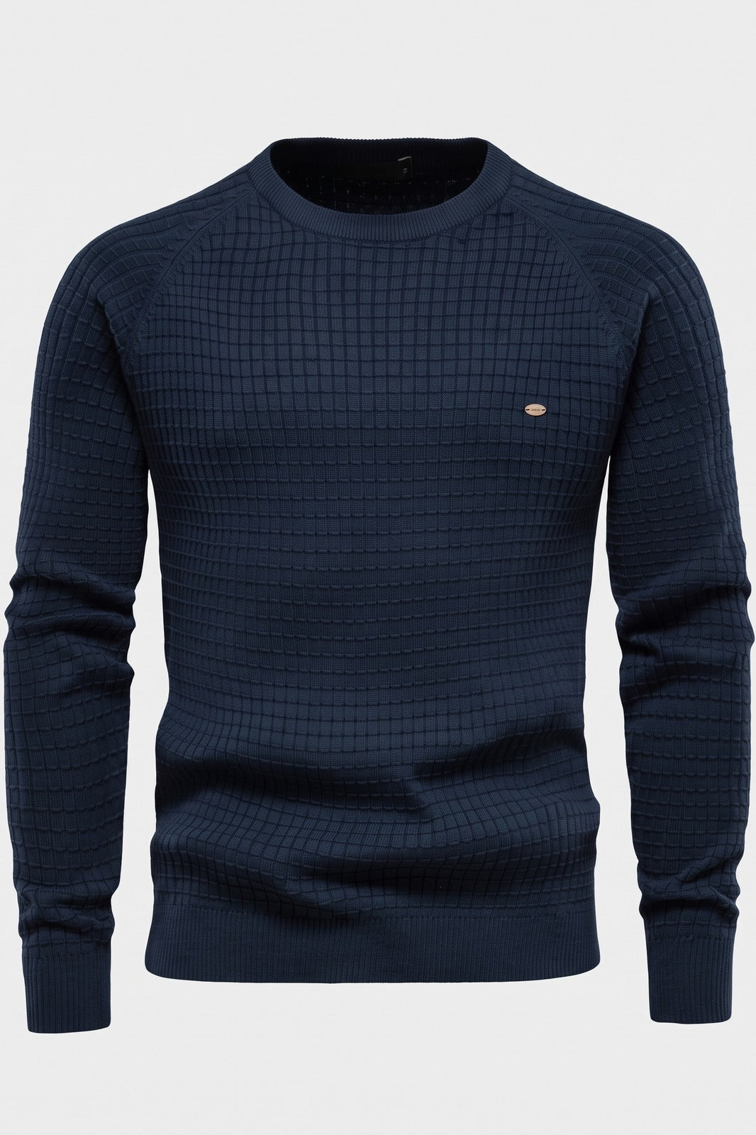 Herren Strukturierter Pullover | Rippbund — Marineblau — Packshot