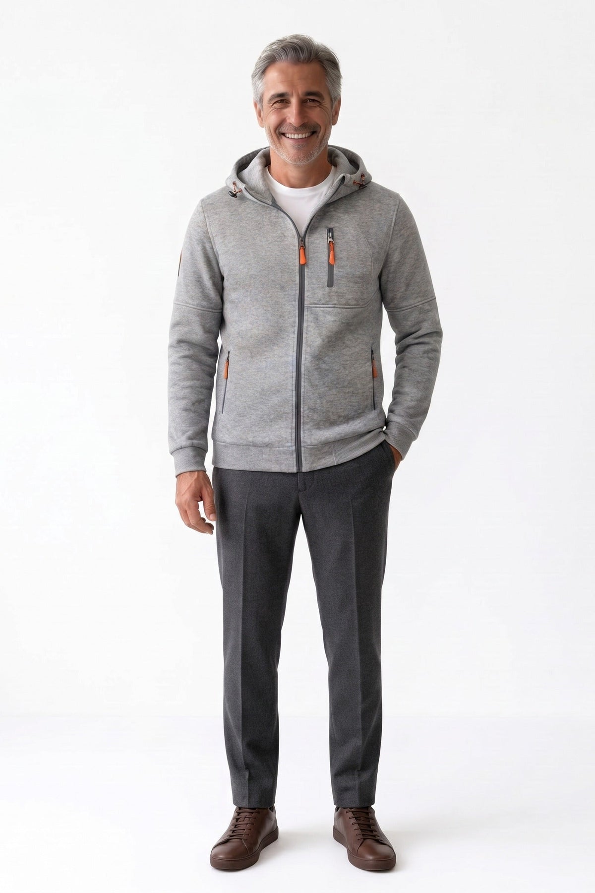 Herren Kapuzenjacke mit Kordelzug-Kapuze und Reißverschlusstaschen – 8