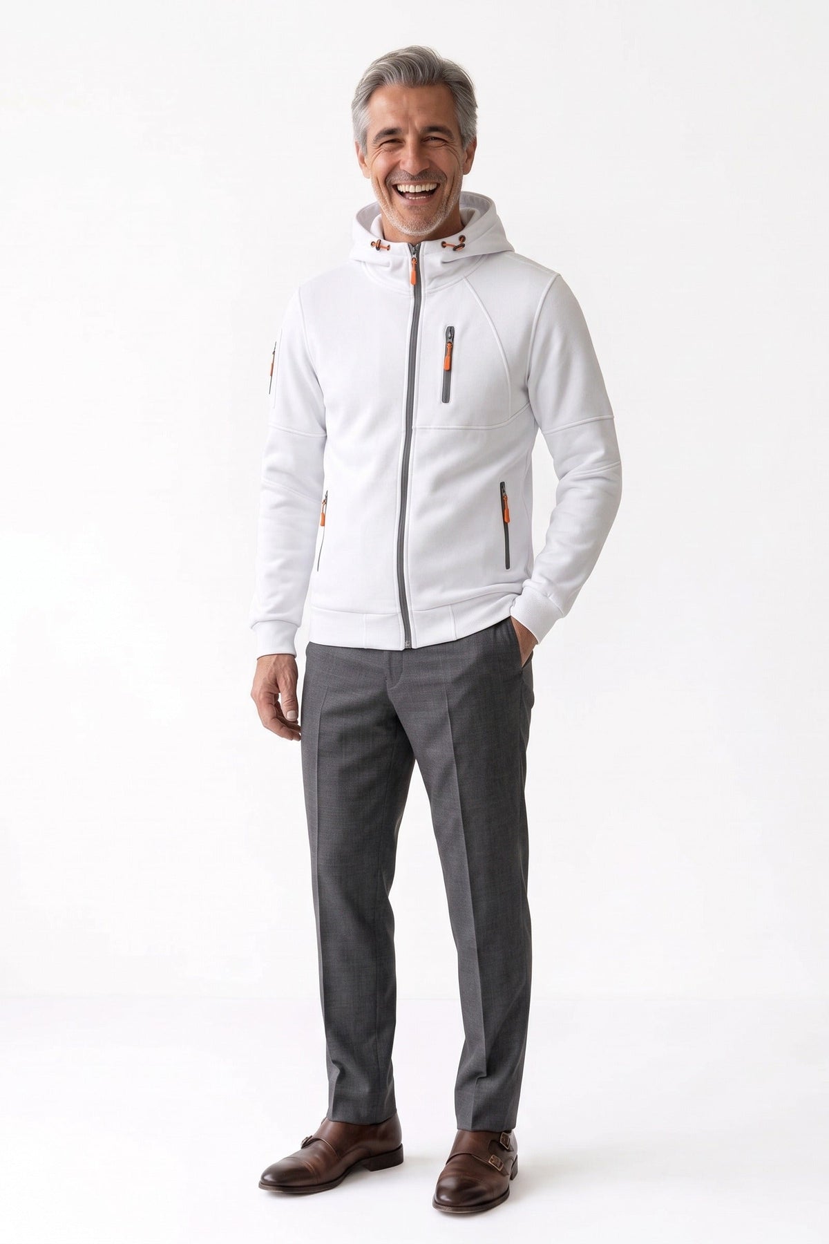 Herren Kapuzenjacke mit Kordelzug-Kapuze und Reißverschlusstaschen – 14