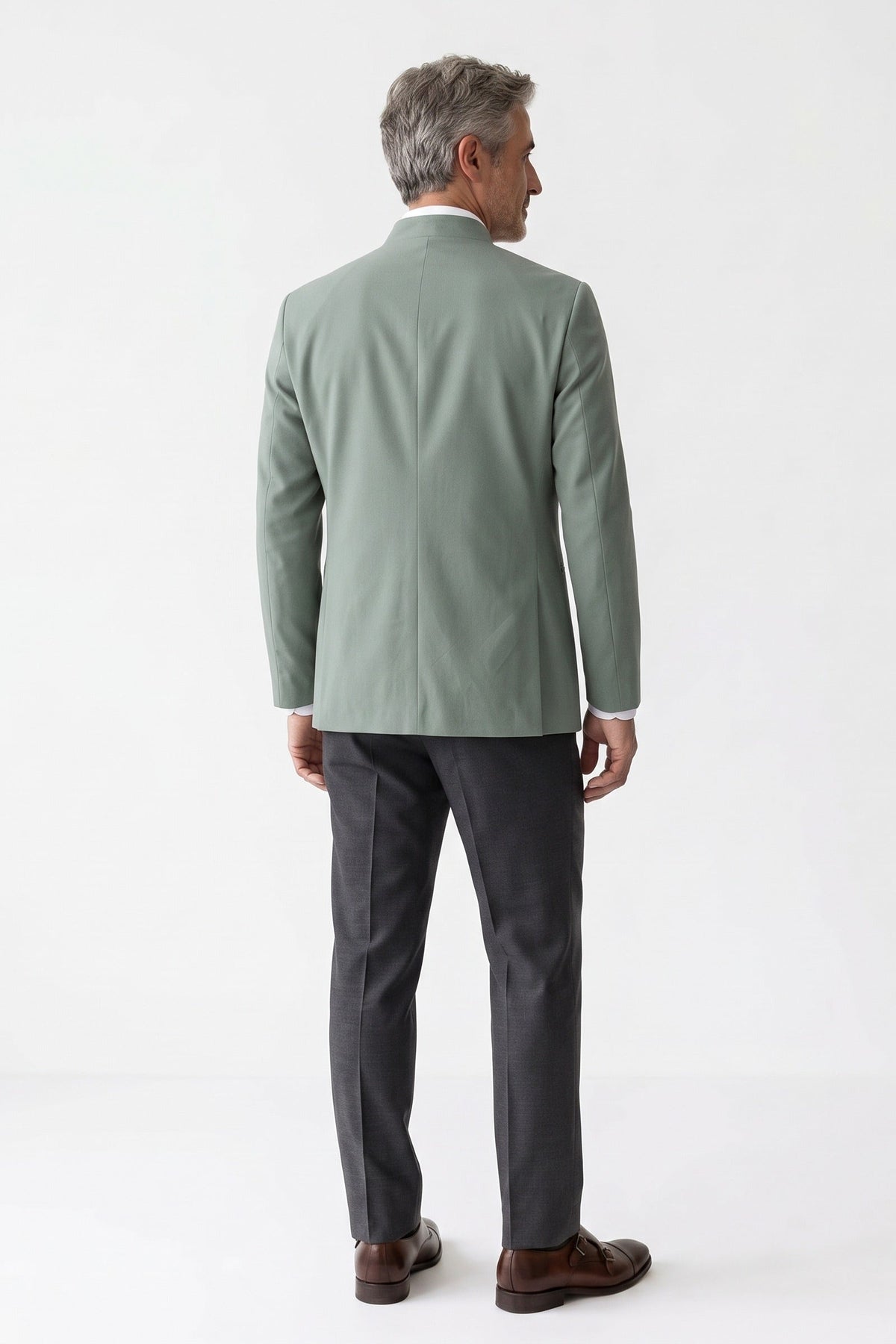 Herren Blazer mit Stehkragen und einreihigem Knopfverschluss – 4
