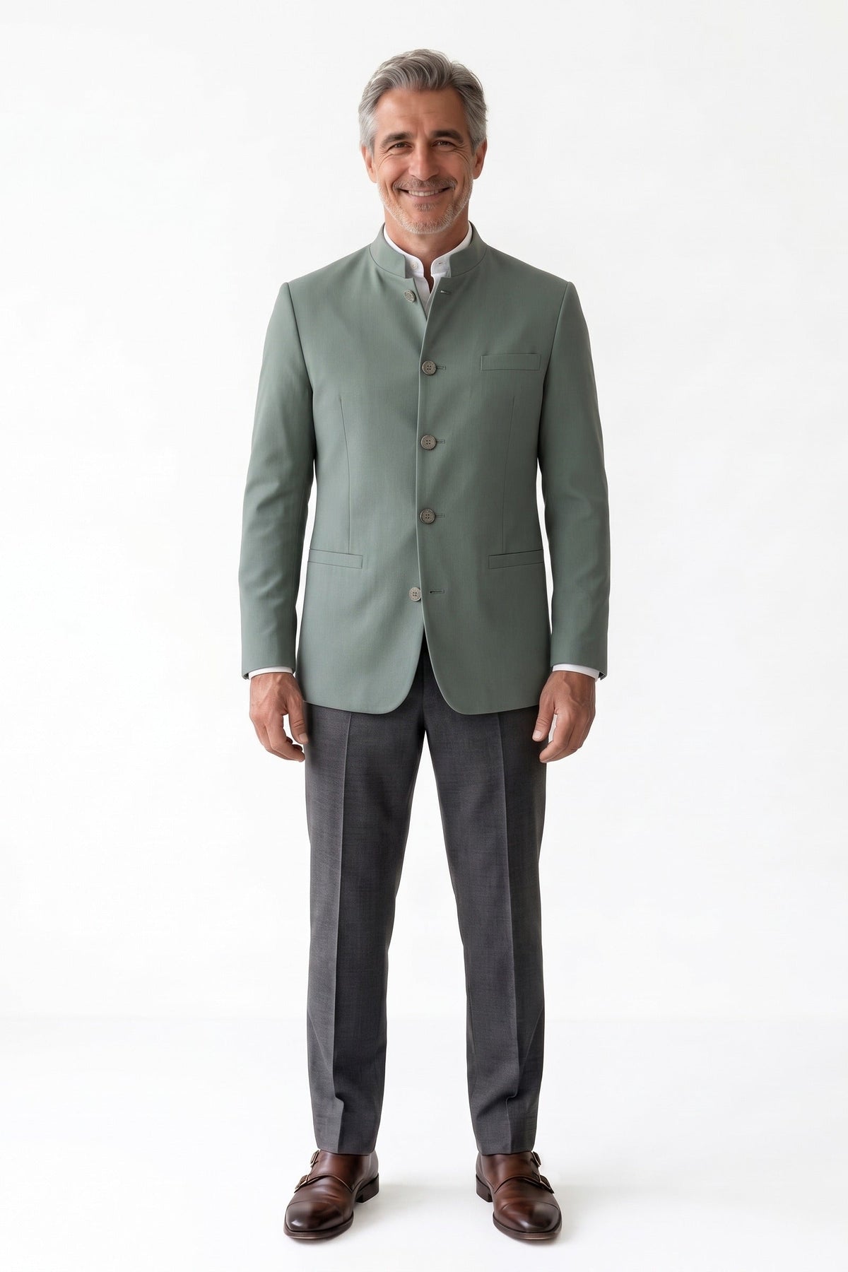 Herren Blazer mit Stehkragen und einreihigem Knopfverschluss – 3
