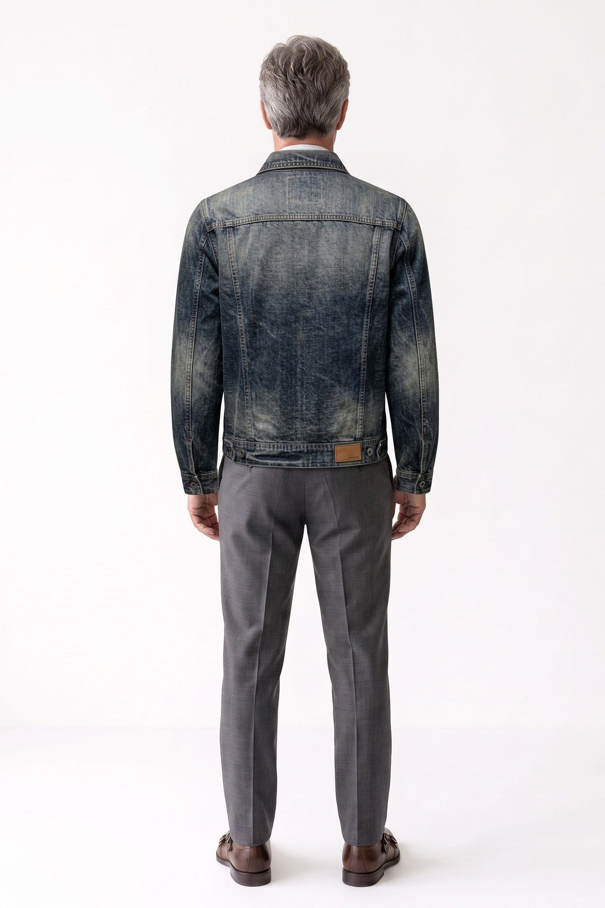 Herren Jeansjacke mit Hemdkragen und Brusttaschen mit Klappe – 4