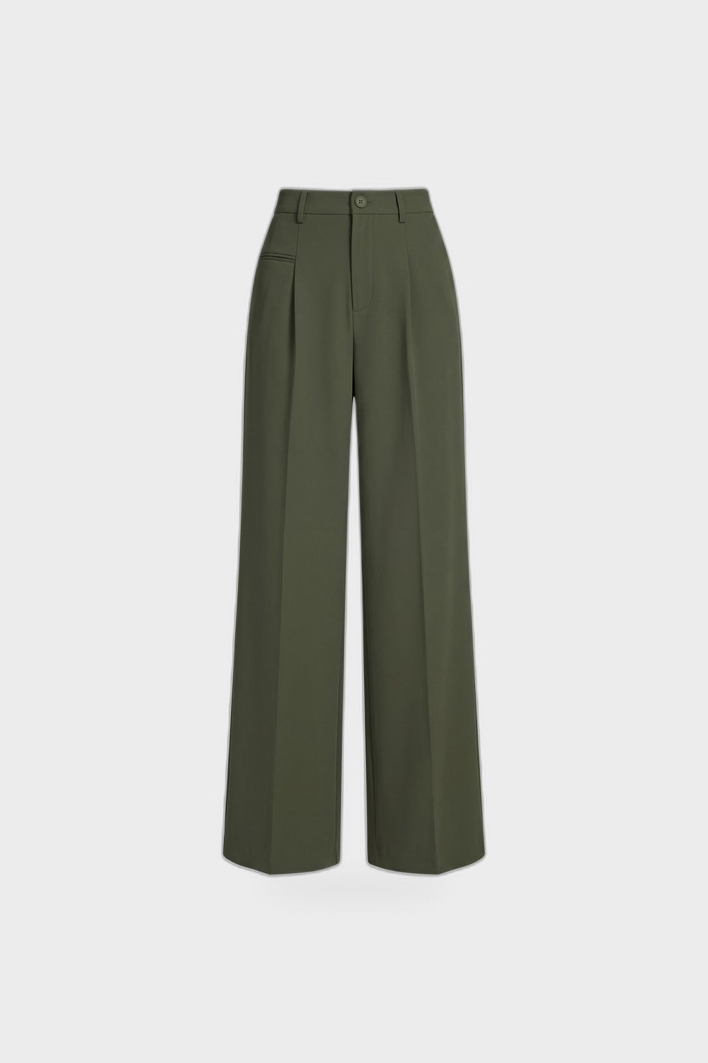 Damen Lockere Palazzohose | Bundfalten — Olivgrün — Produktansicht