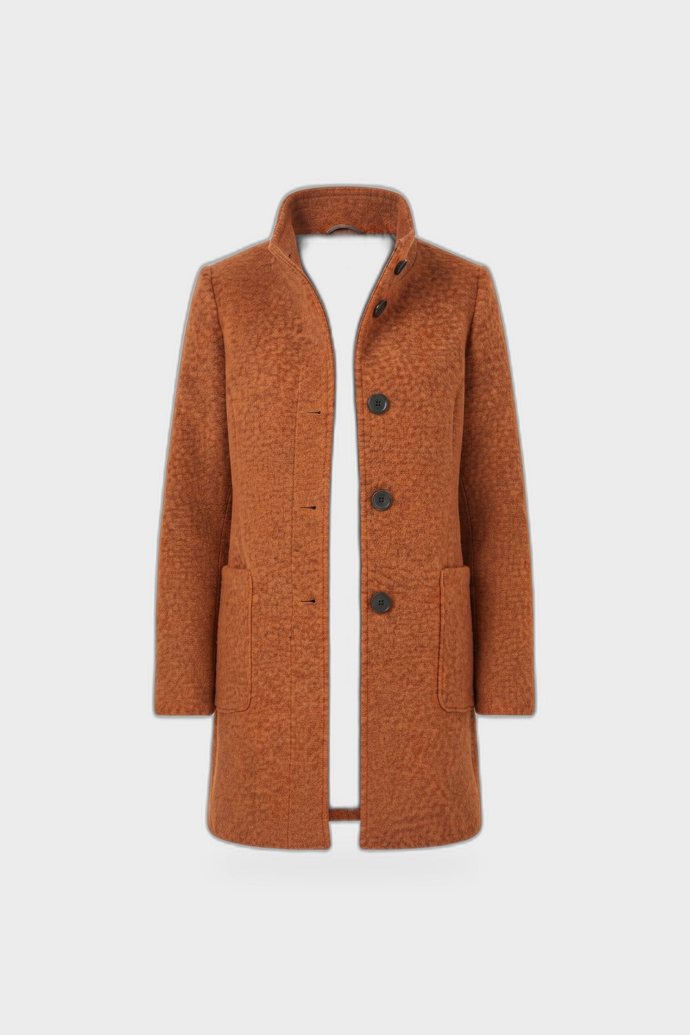Damen Taillierter Mantel | Stehkragen — Orange — Produktansicht