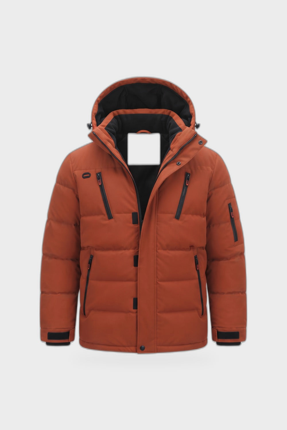 Herren Steppjacke mit Kapuze | Stehkragen — Orange — Produktansicht