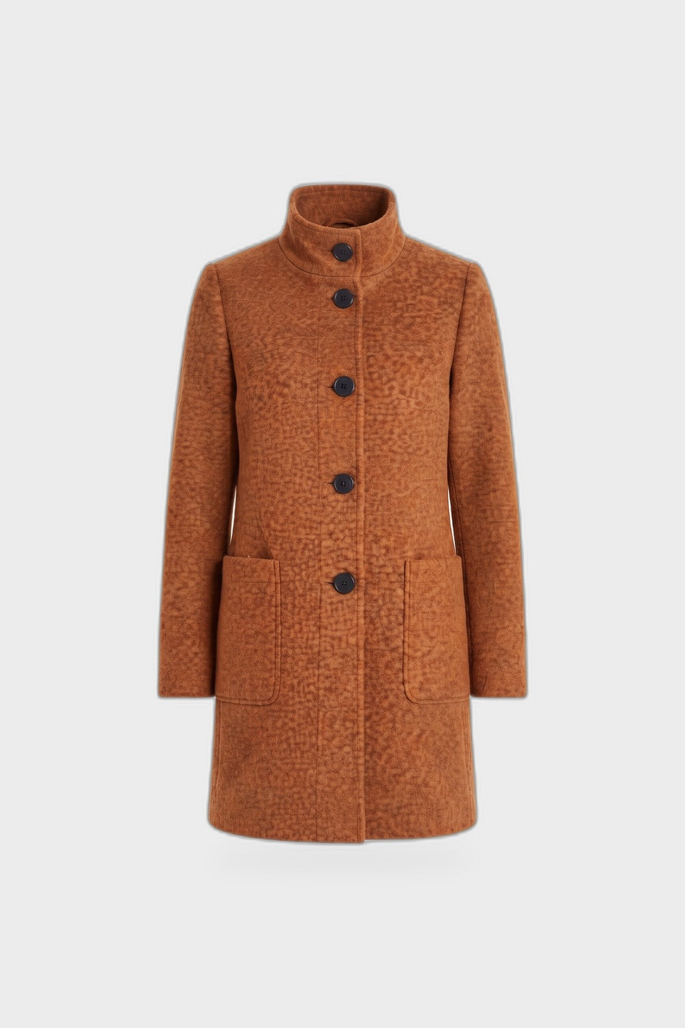 Damen Taillierter Mantel | Stehkragen — Orange — Produktansicht