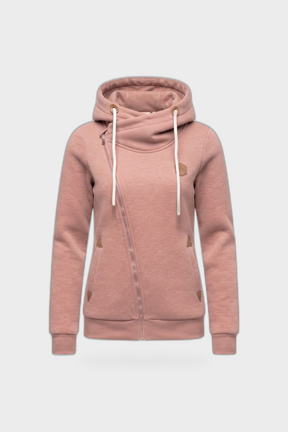 Damen Kapuzenjacke | Asymmetrischer Zip — Rosa — Produktansicht